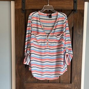 New‎ Directions Womens Multicolor Striped Blouse Size XL Business Casual